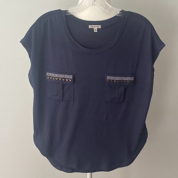 Kiss & Cry Size L (fits like M-L) Navy Blue Women's Top Sleeveless Round Neck - Picture 1 of 3